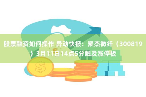 股票融资如何操作 异动快报：聚杰微纤（300819）3月11日14点5分触及涨停板